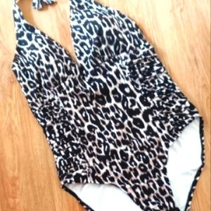 Calvin Klein animal print one-piece swimsuit size 14